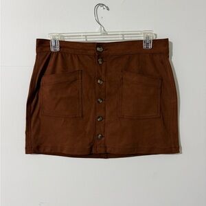 American Eagle Outfitters Rust A-Line Suede Mini Skirt